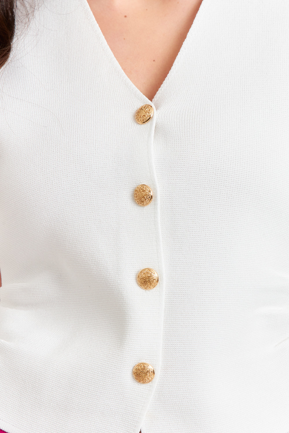 Gilet con Drapeado Lateral Blanco