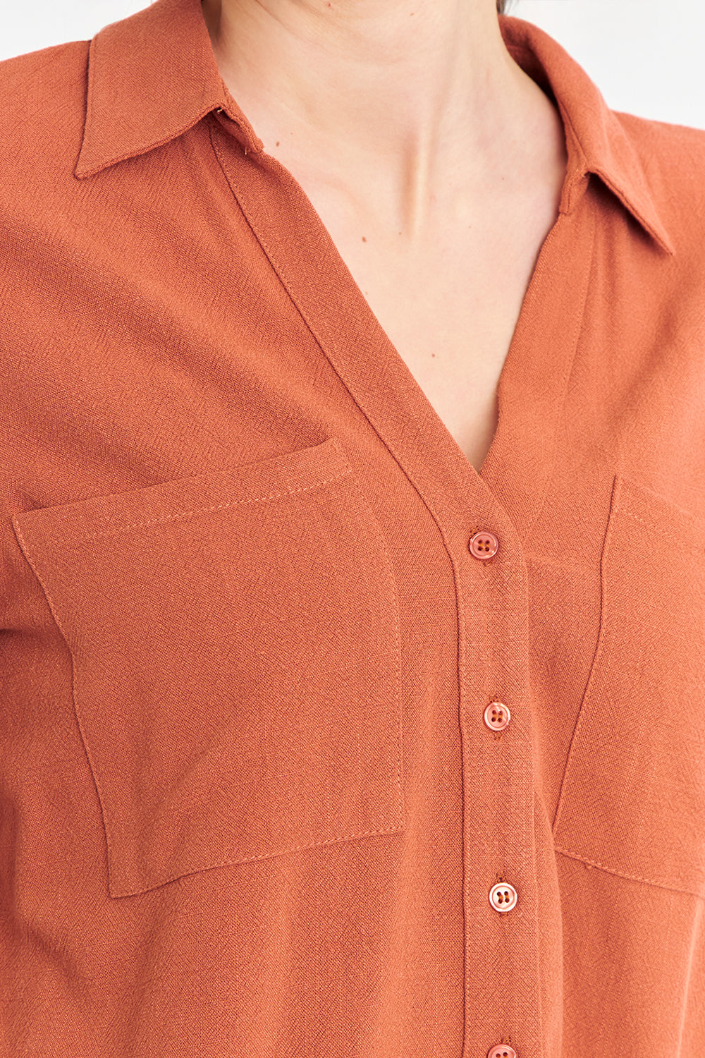 Camisa Básica Tipo Lino Beige