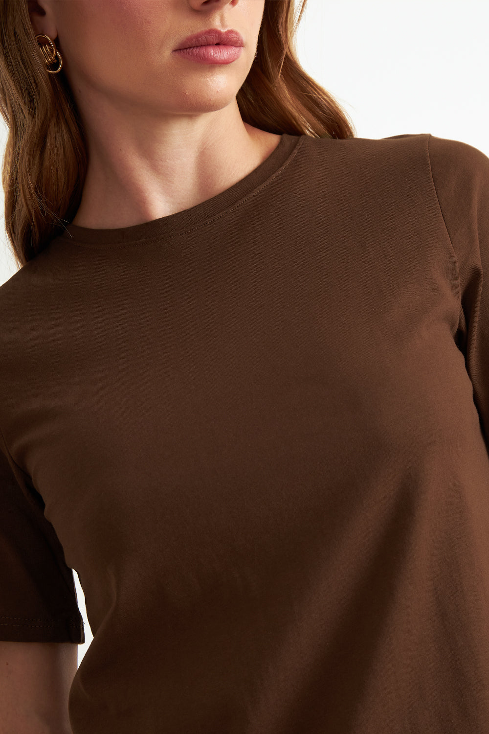 Polera Recta Manga Corta Café