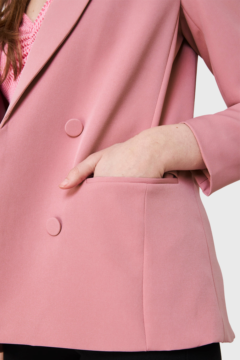 Blazer 4 Botones Decorativos Rosado