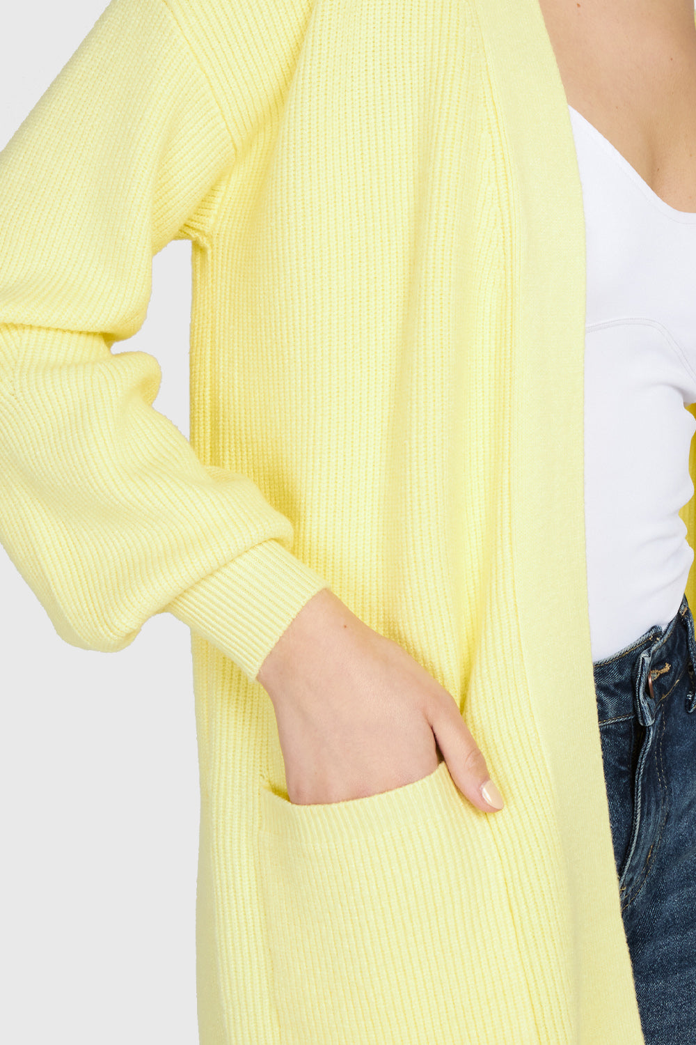 Cárdigan Bolsillos Amarillo