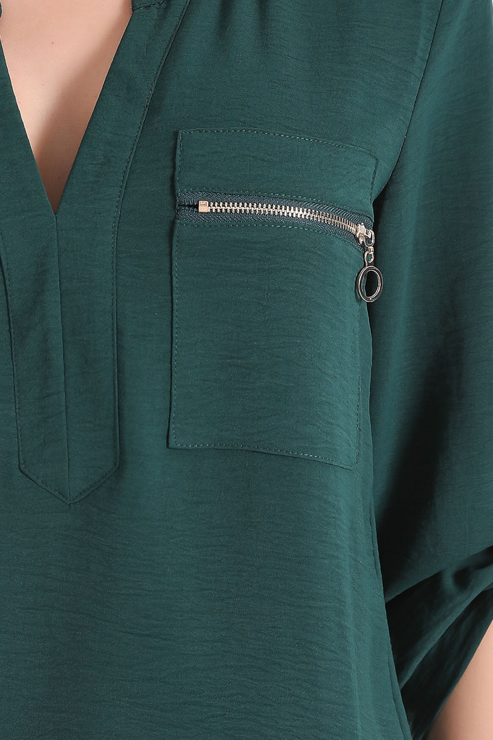 Blusa Cuello Mao Cierres Verde