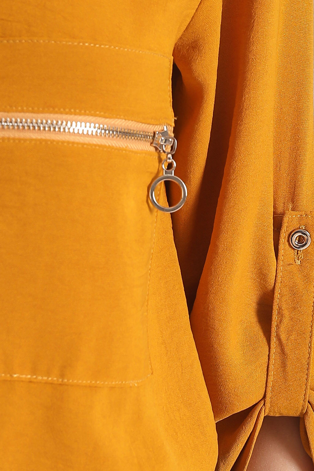 Blusa Cuello Mao Cierres Amarillo