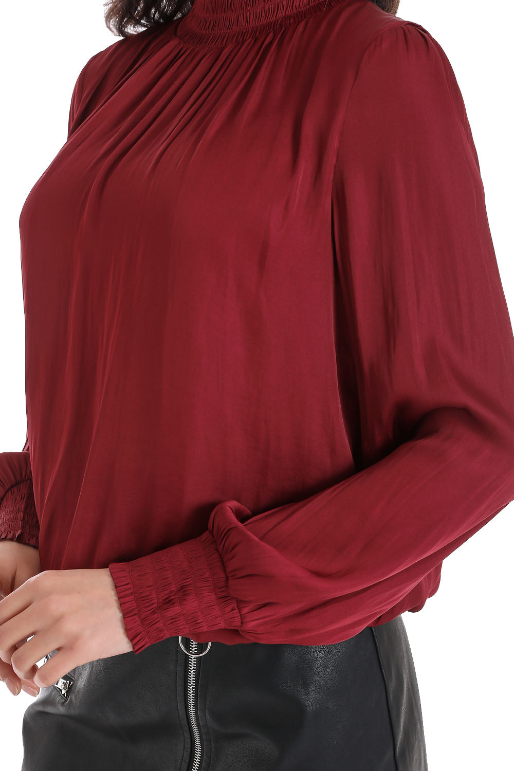 Blusa Escote Cruzado Espalda Burdeo