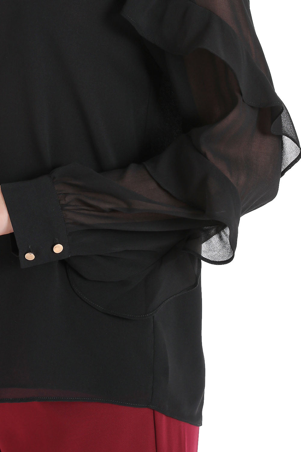 Blusa Volantes Mangas Negro