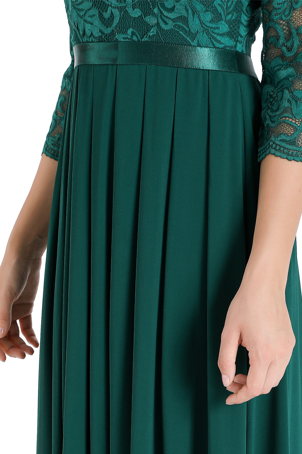 Vestido Fiesta Encaje Largo Verde