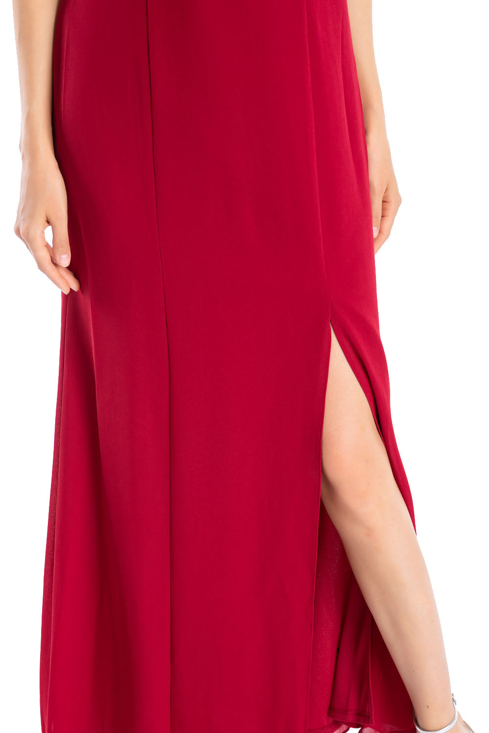 Vestido Fiesta Abertura Pierna Burdeos