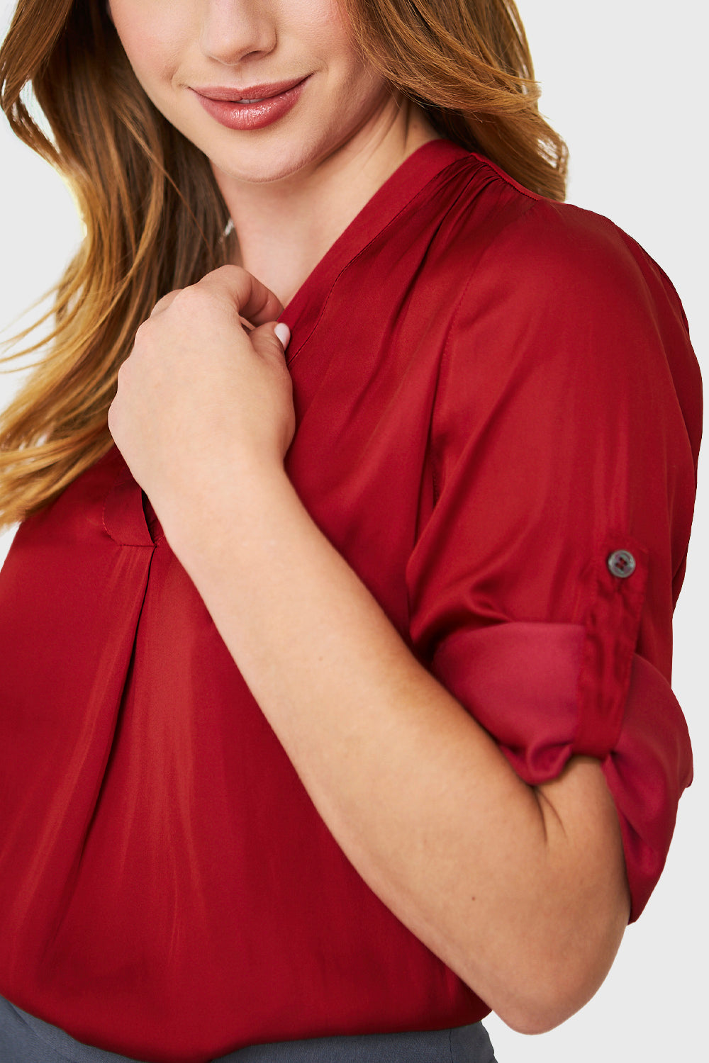 Blusa Manga Ajustable Burdeos