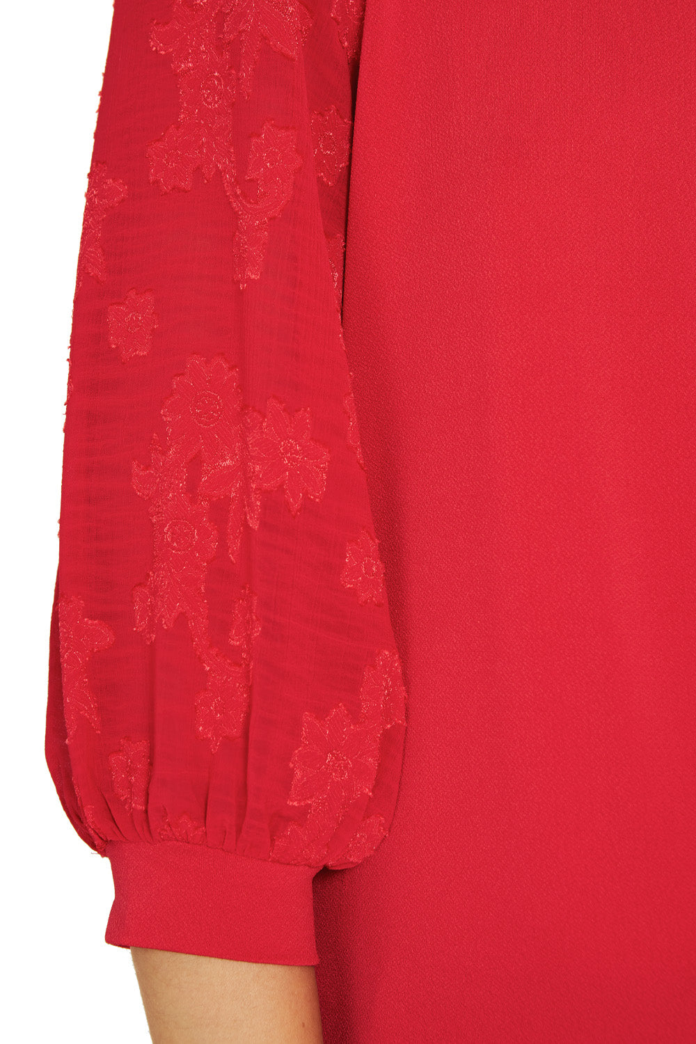 Polera Manga Floral Rojo