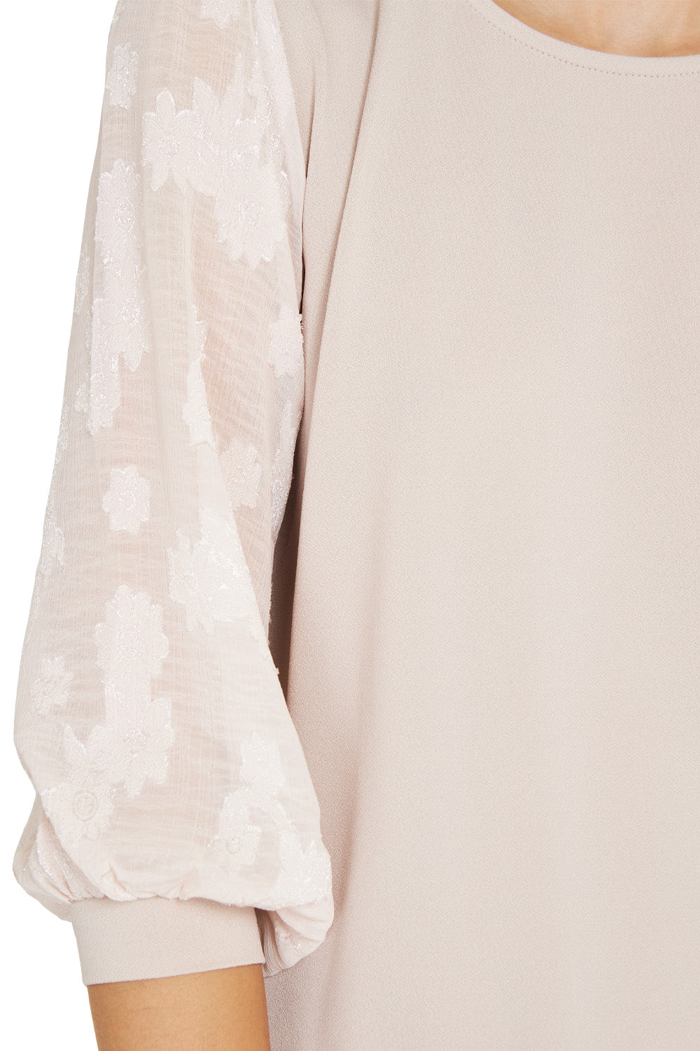 Polera Manga Floral Rosado