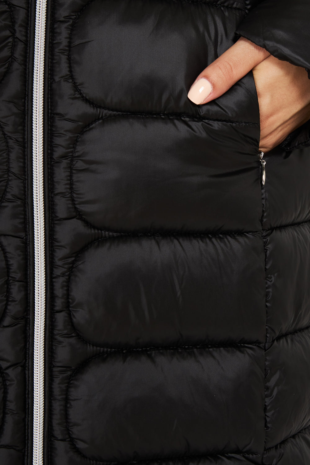 Parka Acolchada Gorro Desmontable Negro