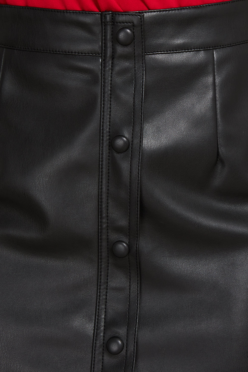 Mini Falda Ecocuero Botones Decorativos Negro