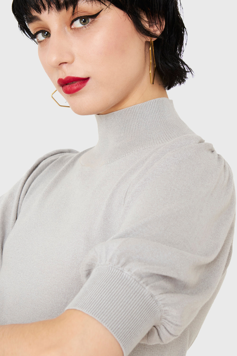 Tejido Beatle Manga Globo Gris Claro