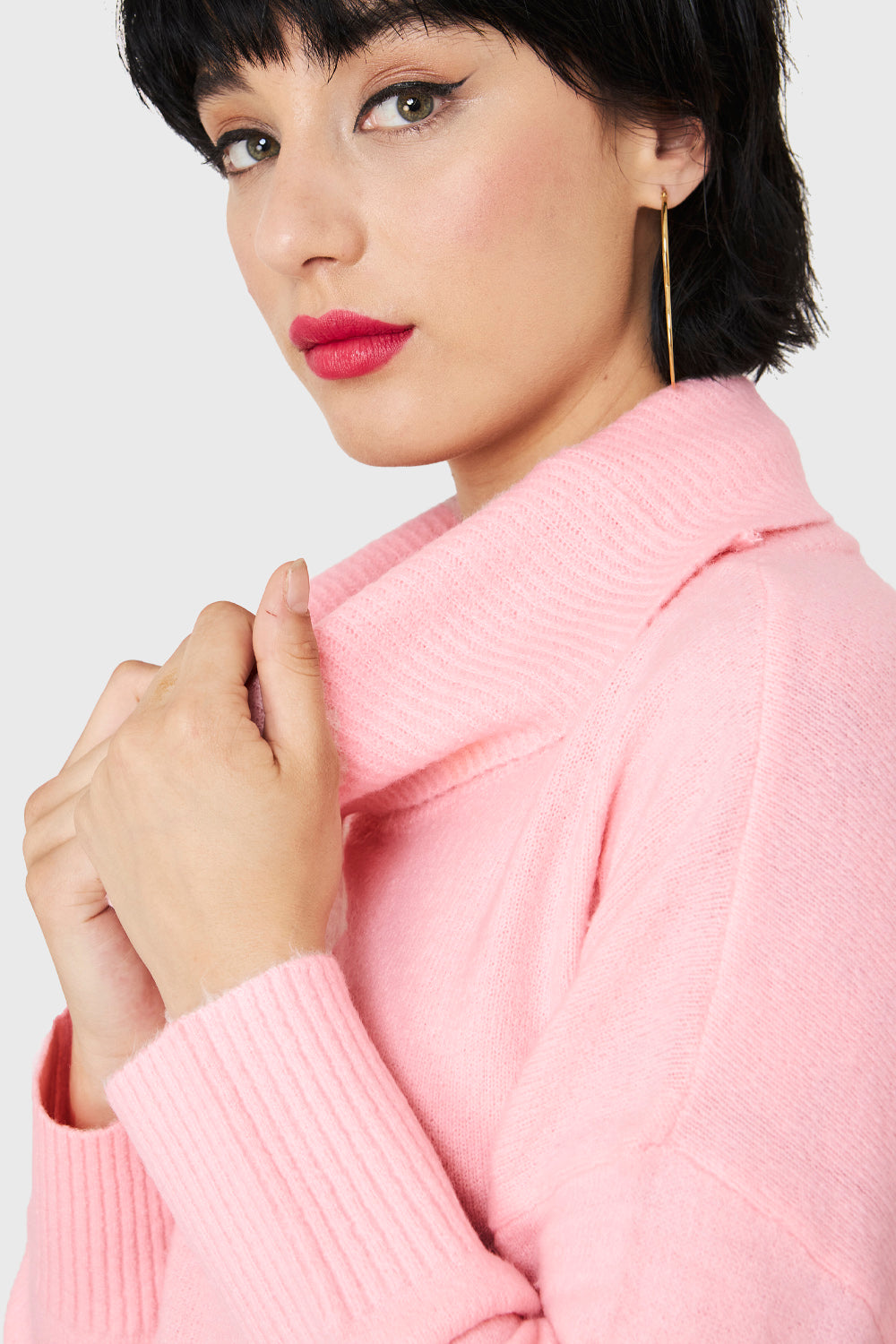 Sweater Cuello Alto Rosa