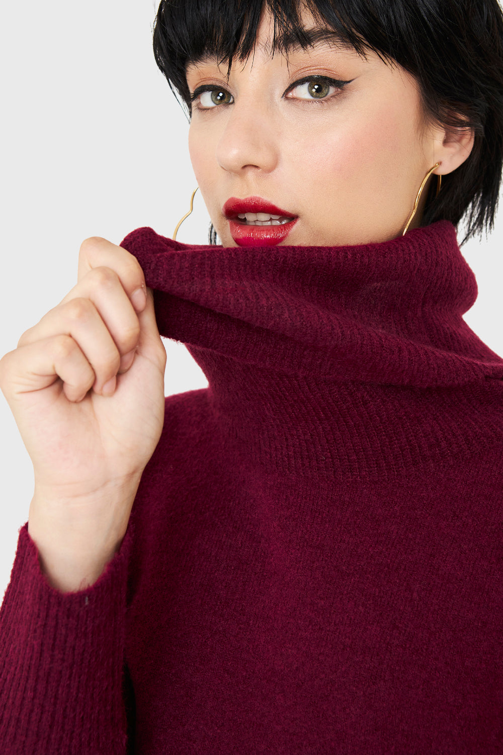 Sweater Cuello Alto Burdeo