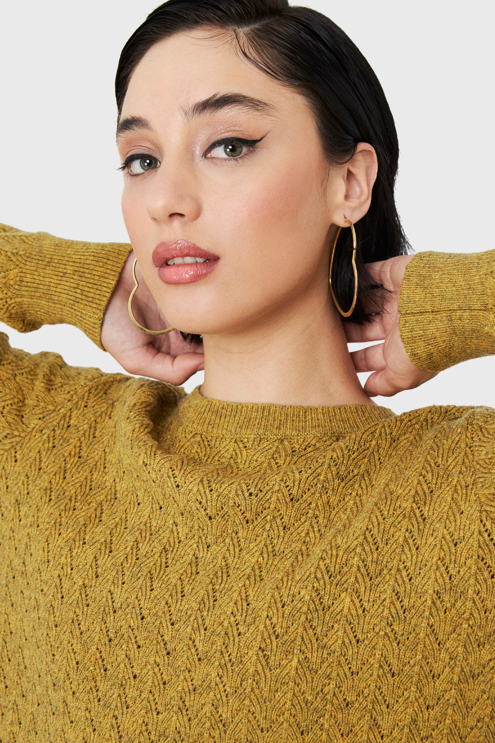 Sweater Punto Fantasía Mostaza