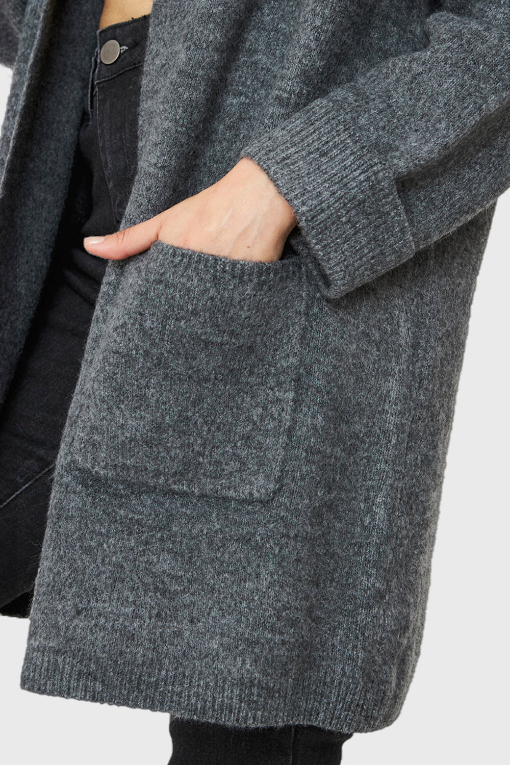 Cárdigan Jaspeado Bolsillos Gris