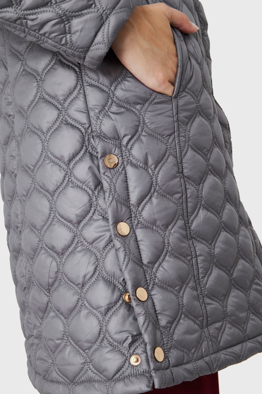 Parka Cierre y Broches Retro Gris