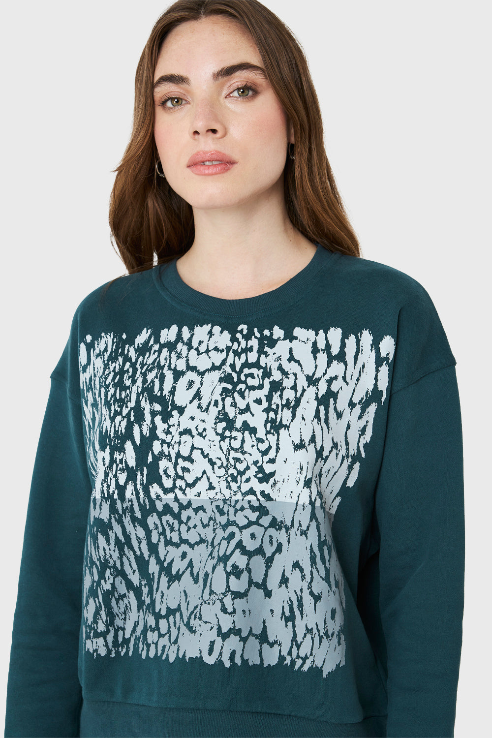 Polerón Print Leopard Verde Petróleo