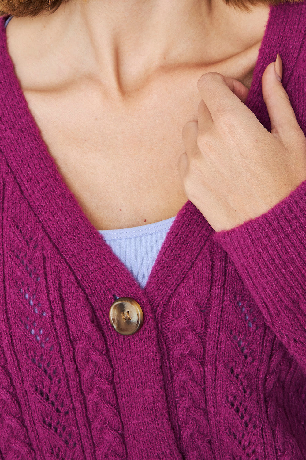 Cárdigan Punto Fantasía Magenta