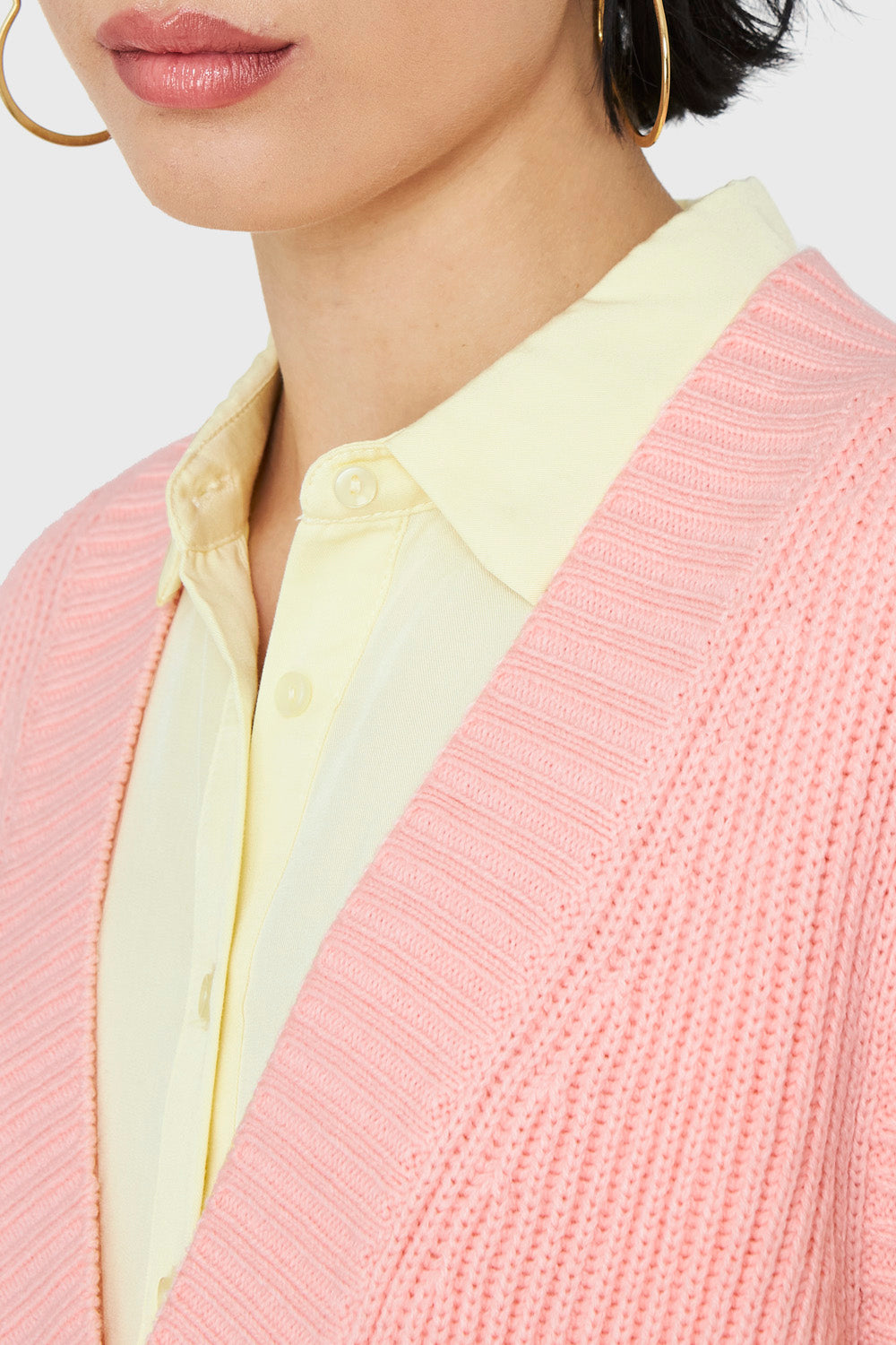 Chaleco Cuello V Oversize Rosa