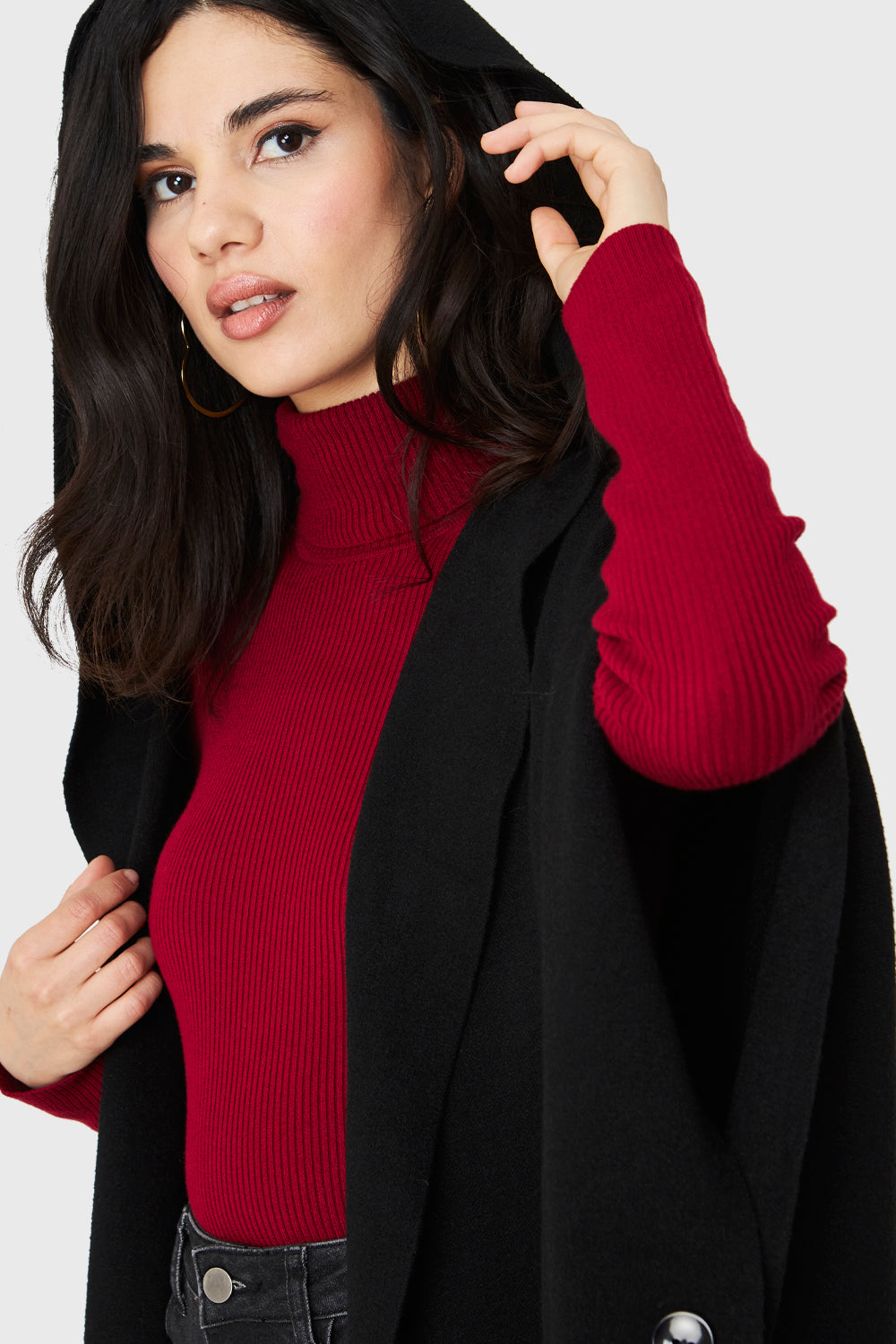 Tapado Gorro Y Bolsillos Negro