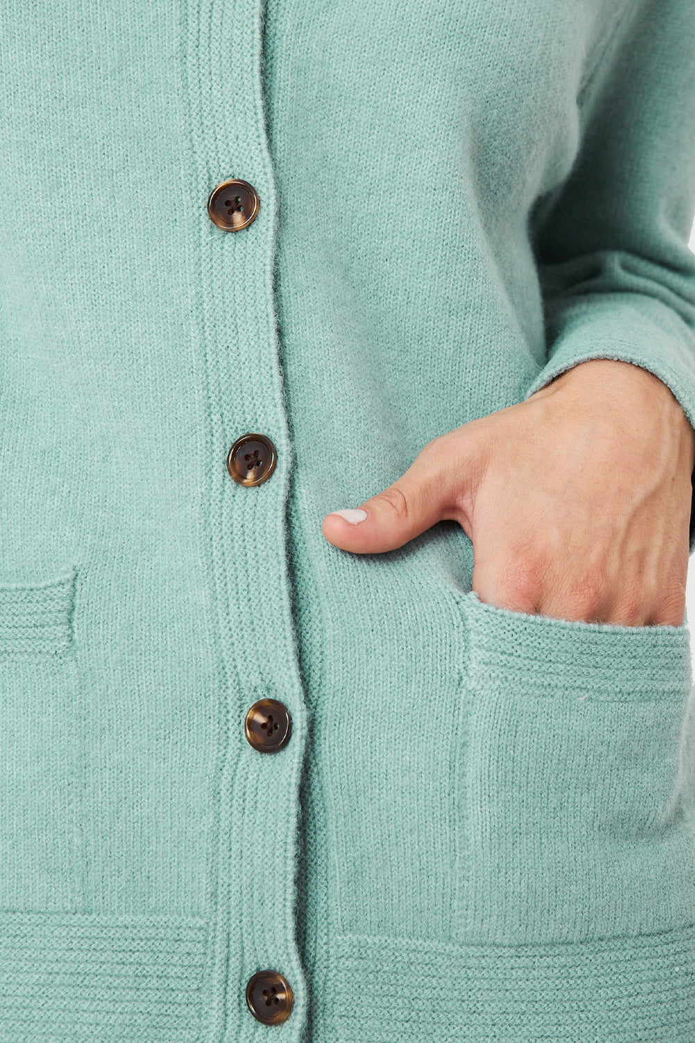 Cárdigan Abotonado Bolsillos Menta