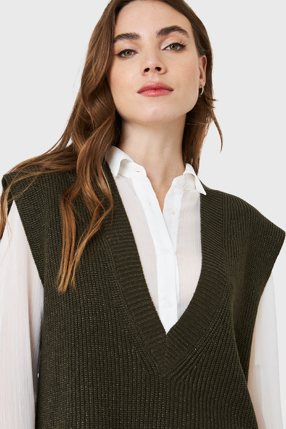 Chaleco Escote V Profundo Oliva