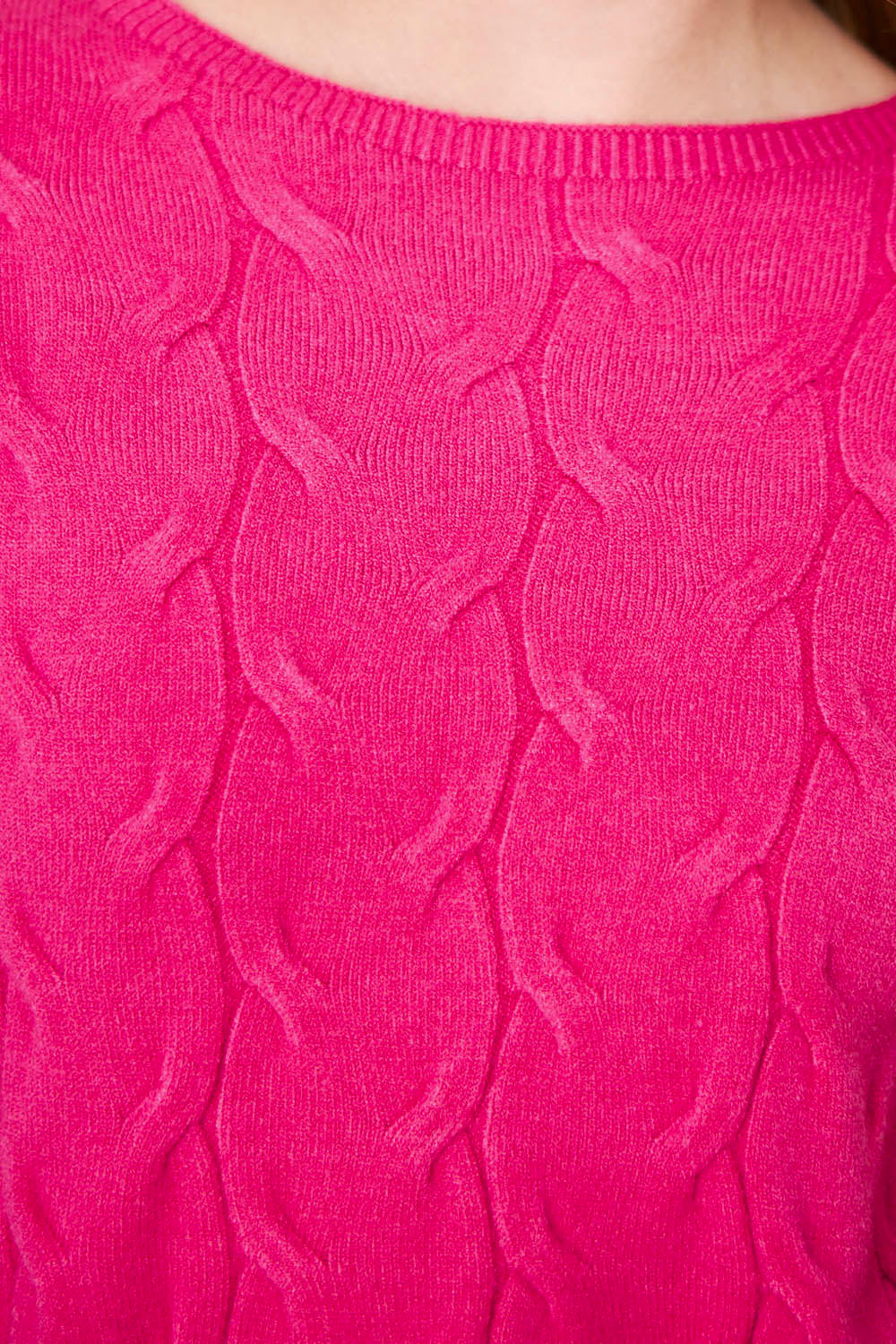 Sweater Patrón Trenzas Fucsia
