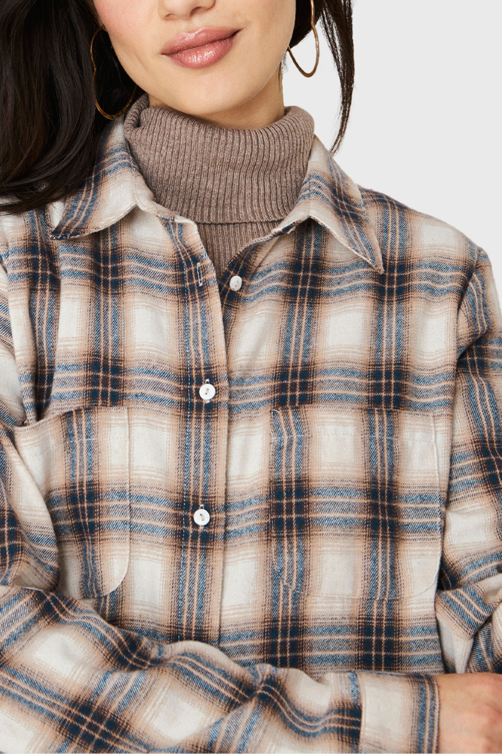 Camisa Cuadrillé Flecos Khaki