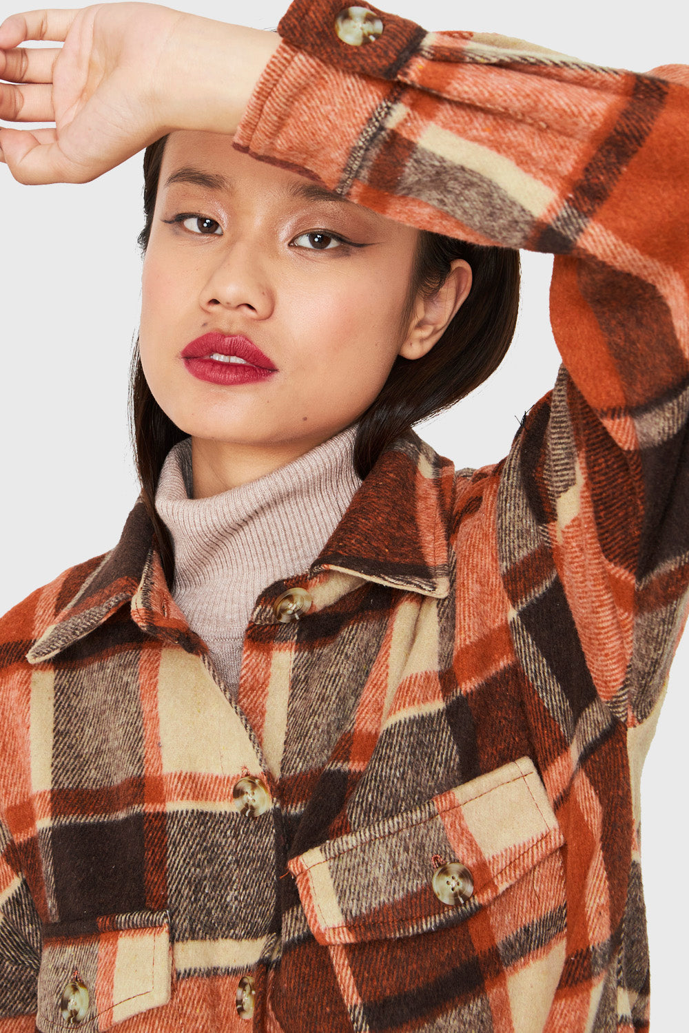 Sobrecamisa Larga Escocés Naranjo