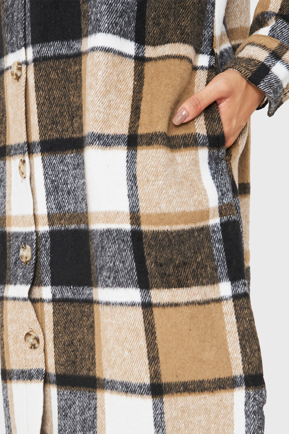 Sobrecamisa Larga Escocés Khaki