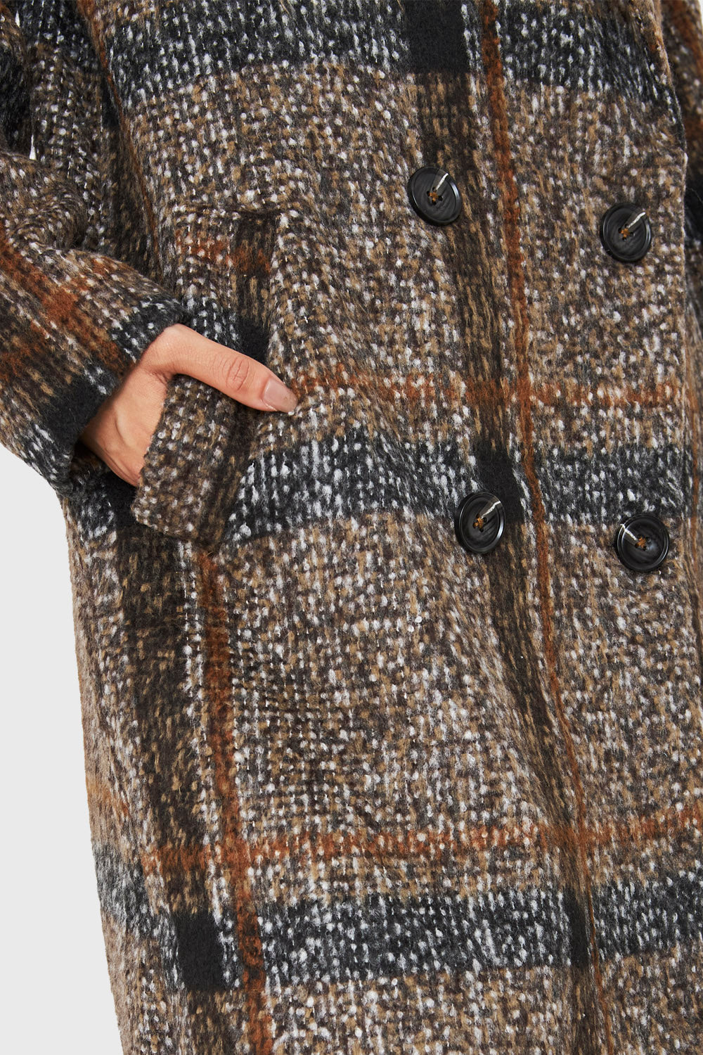 Abrigo Holgado Tartán Café