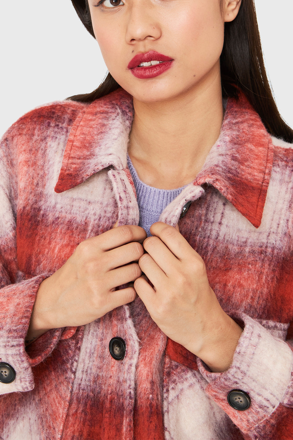 Abrigo Oversize Cuadrillé Rojo