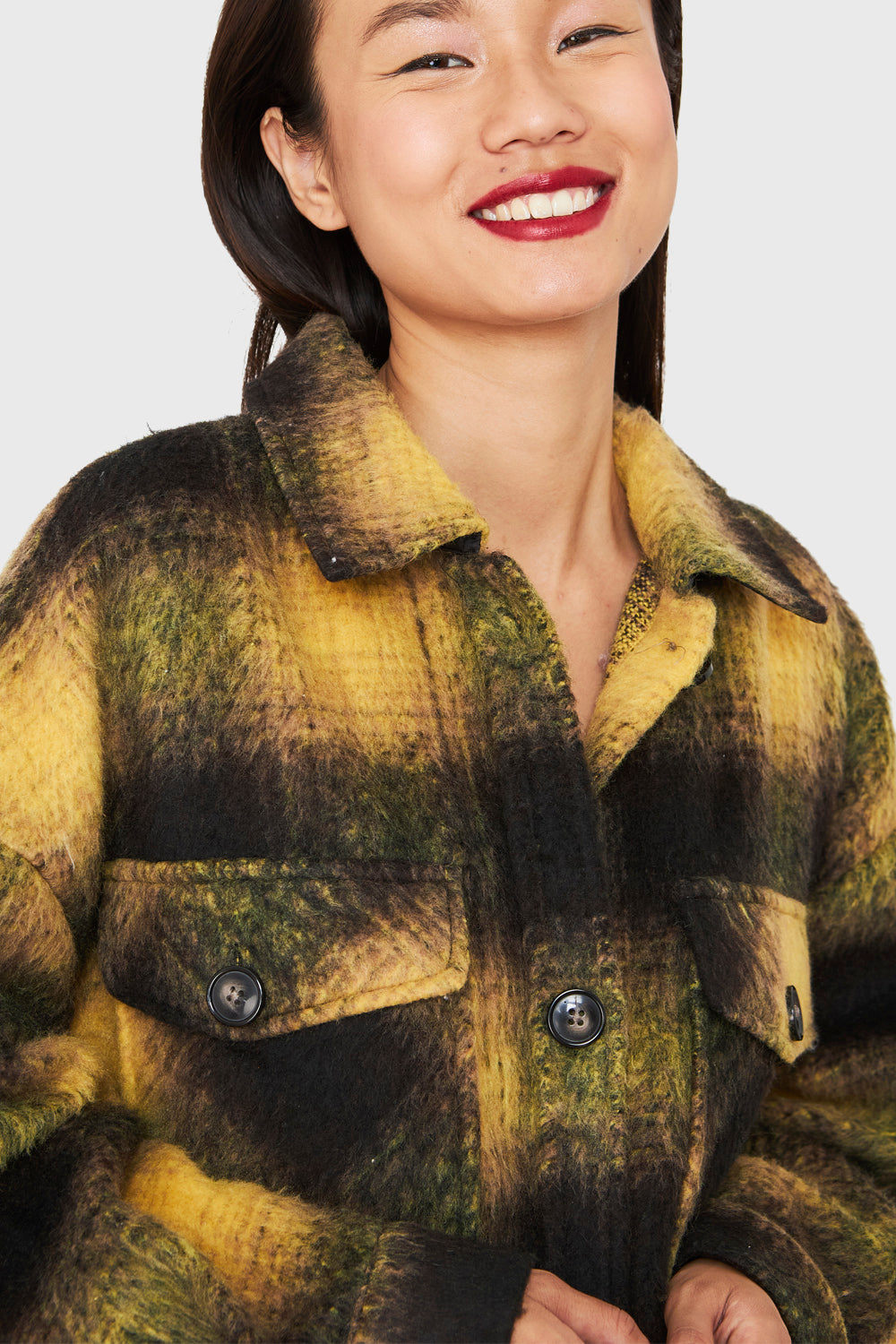 Abrigo Oversize Cuadrillé Amarillo