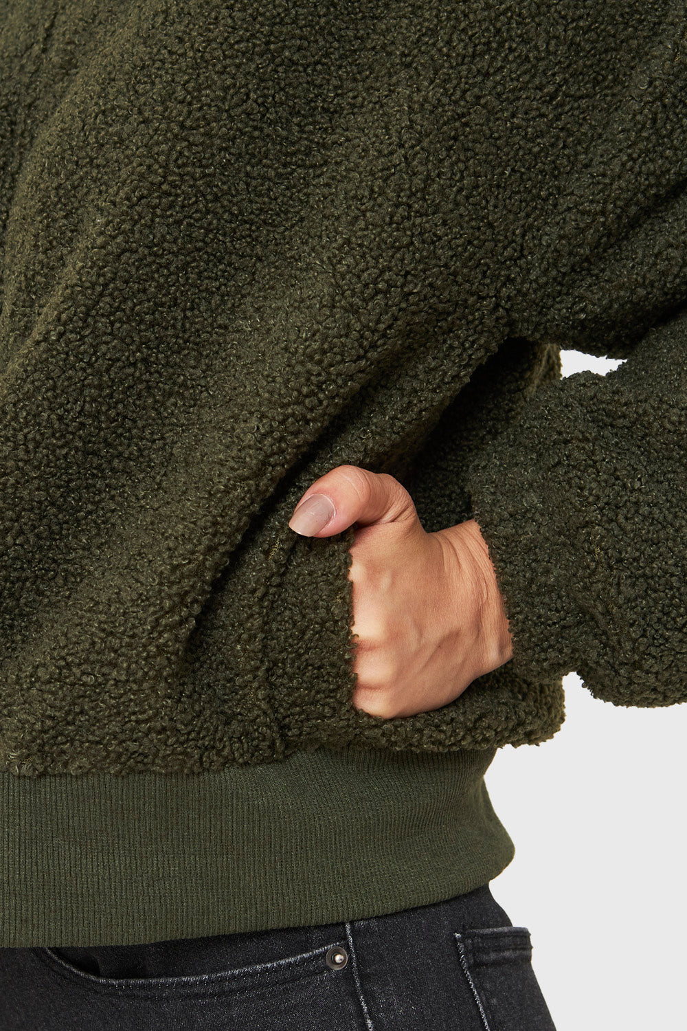 Chaqueta Teddy Cierre Y Broches Oliva