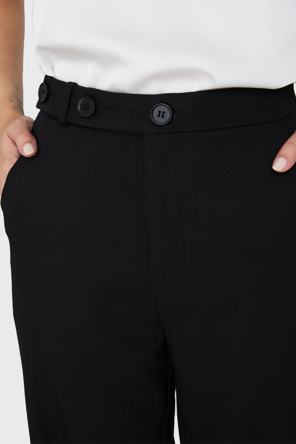 Pantalón Recto Botones Negro