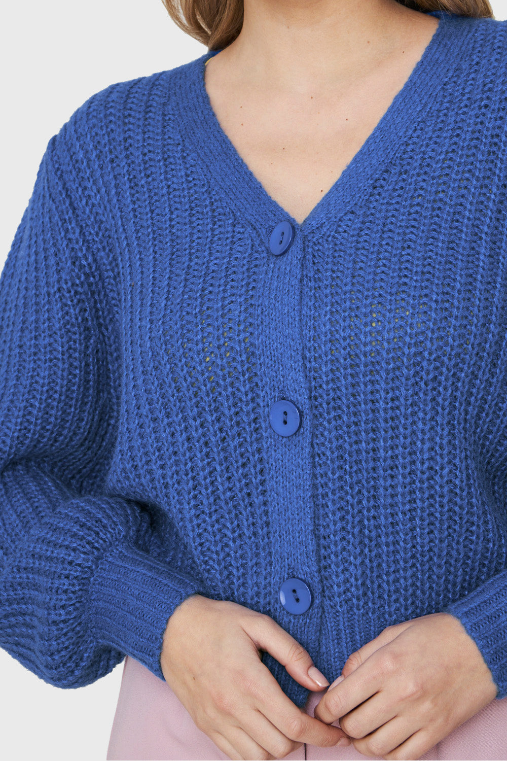 Cárdigan Corto Botones Azul