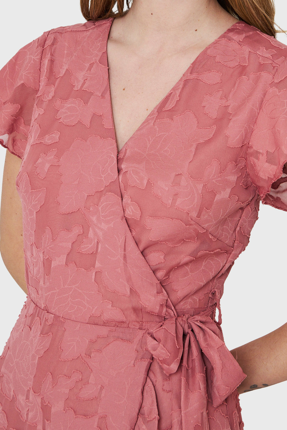 Vestido Envolvente Flores Rosa