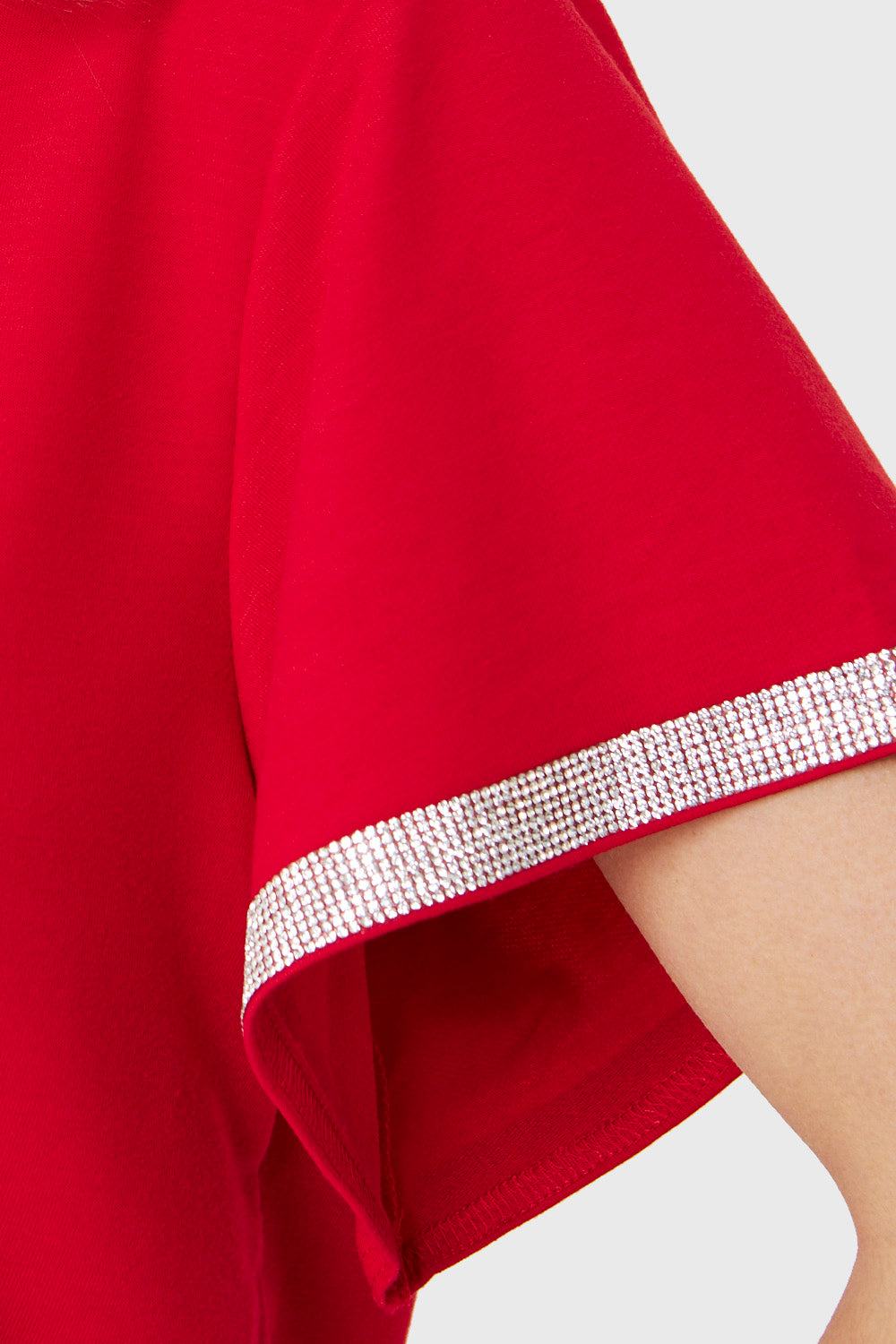 Polera Manga Strass Rojo