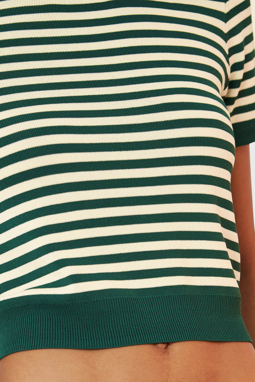 Polera Crop Rayas Verde/Beige