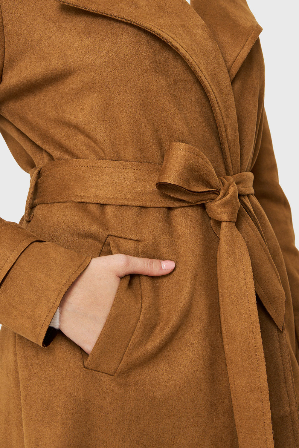 Trench Tipo Gamuza Lazo Café Nicopoly