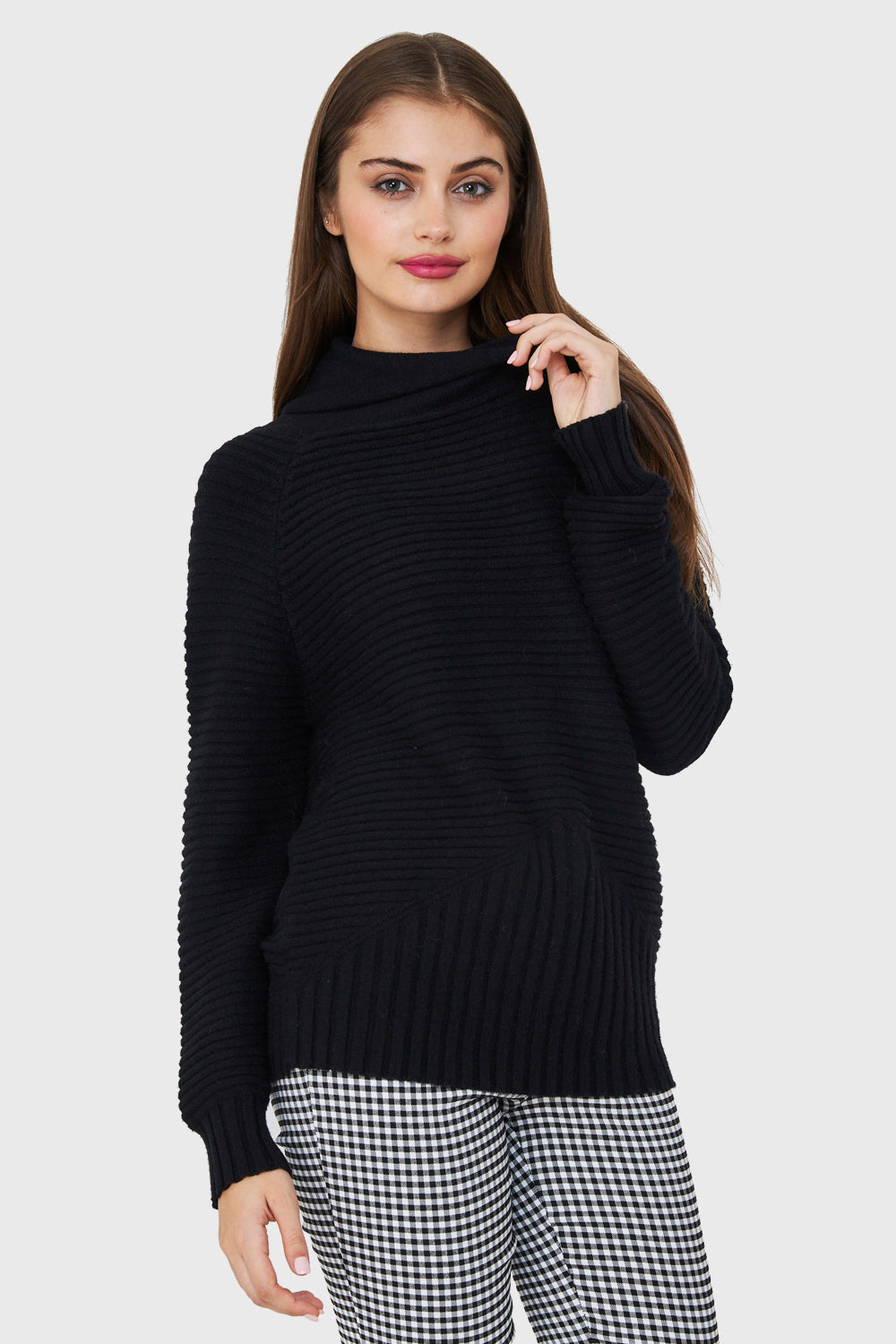 Sweater Cuello Tortuga Canalé Negro