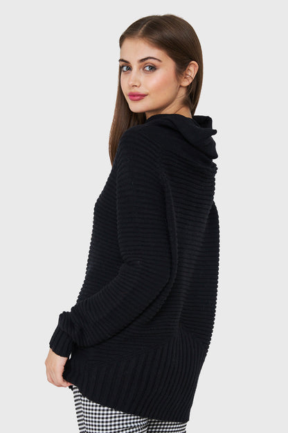 Sweater Cuello Tortuga Canalé Negro