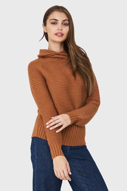Sweater Cuello Tortuga Canalé Camel
