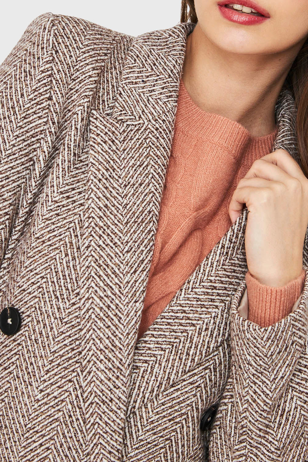 Abrigo Cruzado Patrón Espiga Khaki