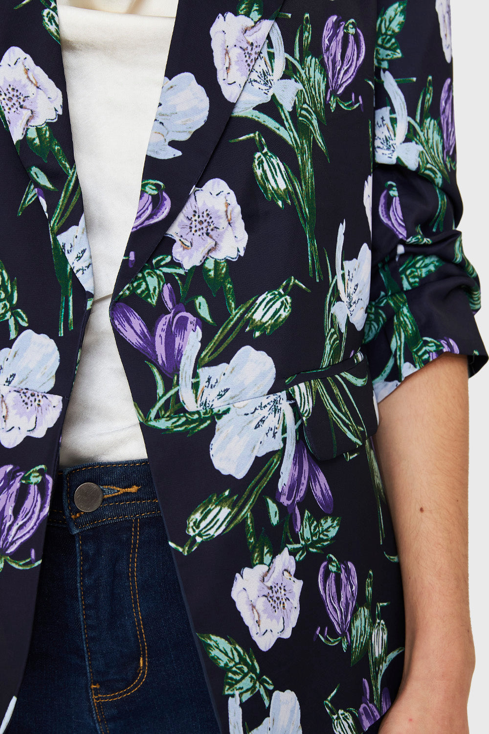 Blazer Floral Azul Oscuro