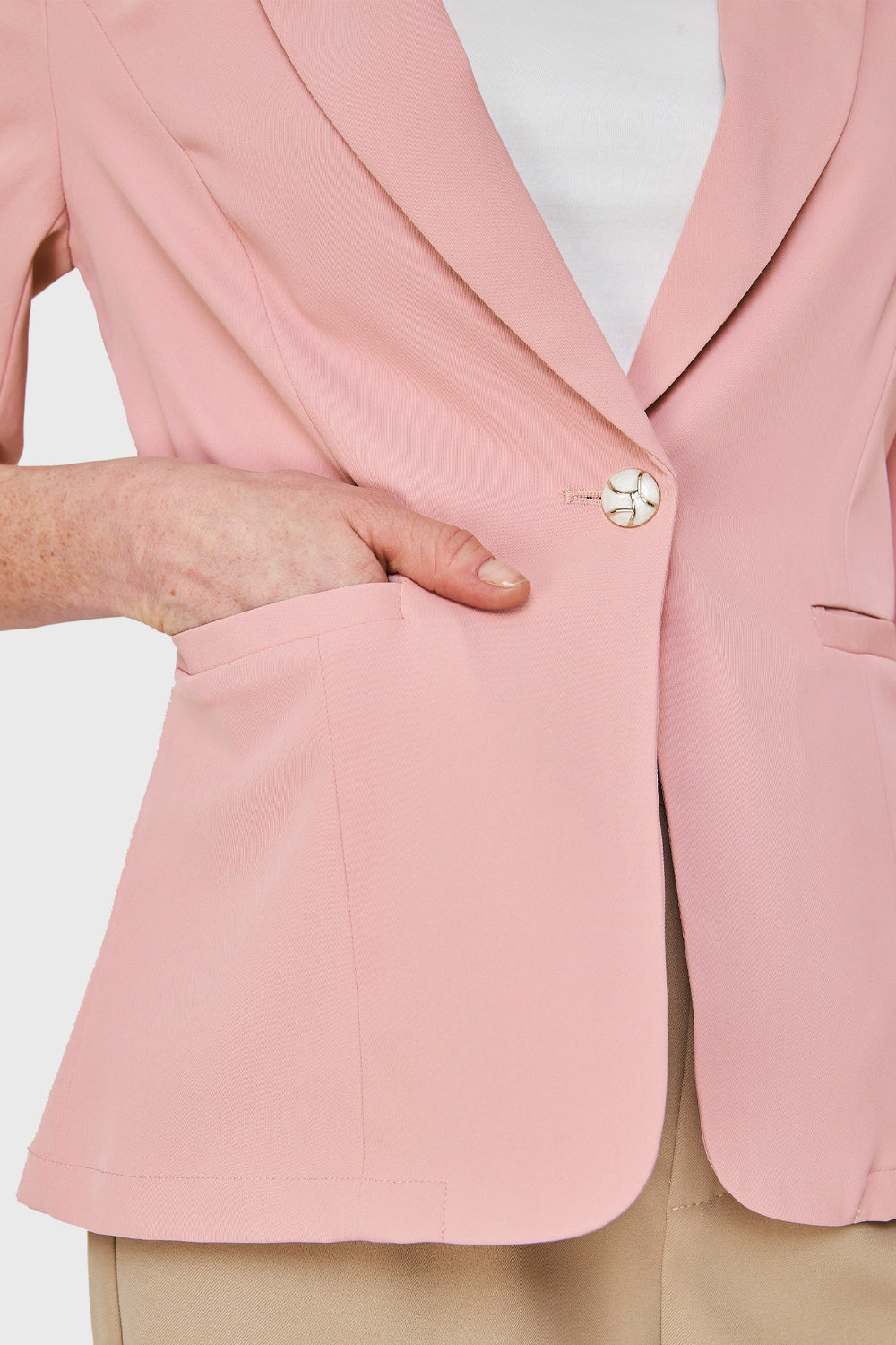 Blazer Entallado Manga 3/4 Rosado