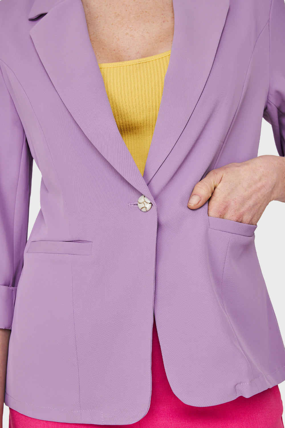 Blazer Entallado Manga 3/4 Lila