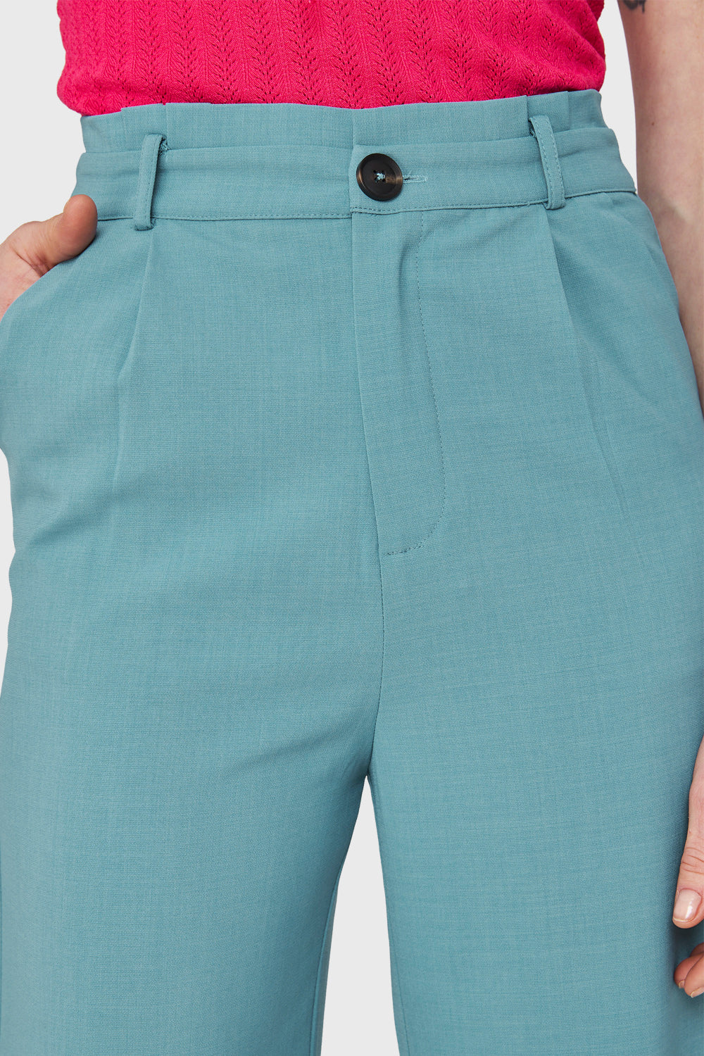 Pantalón Ancho Pinzas Celeste